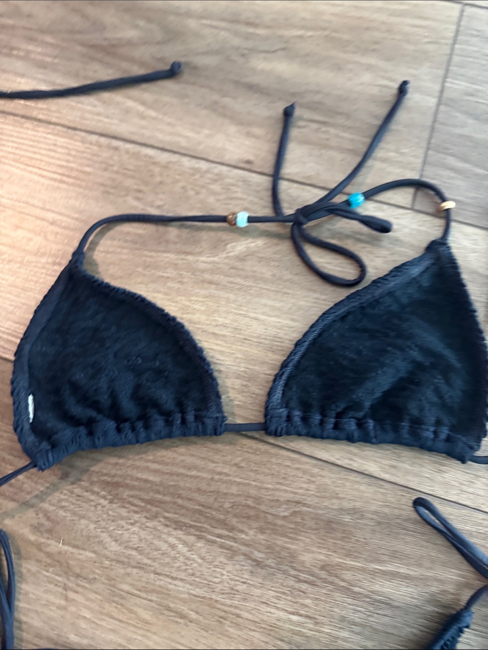 bond-eye Black Crochet Triangle Tie-Side Bikini - Picture 5 of 7
